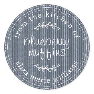 Rustic Modern Baked Goods Blueberry Muffins Blue Classic Round Sticker