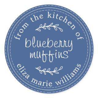 Rustic Modern Baked Goods Blueberry Muffins Blue Classic Round Sticker