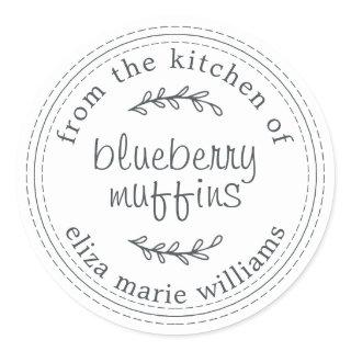 Rustic Modern Baked Goods Blueberry Muffins White Classic Round Sticker