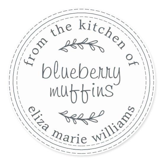 Rustic Modern Baked Goods Blueberry Muffins White Classic Round Sticker