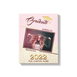 Rustic Modern Dusty Pink Grad Photo Graduation Canvas Print