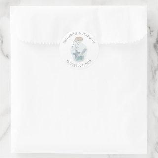 Rustic Modern Nautical Seashell Wedding Classic Round Sticker