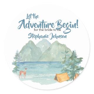 Rustic Mountains Adventure Bridal Shower  Classic Round Sticker