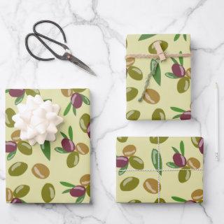 Rustic Olive and Olive Leaves Pattern  Sheets