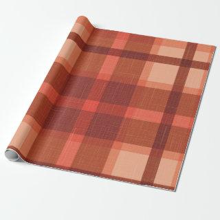 Rustic Orange Autumn  Fall Plaid Tartan Wrapping P