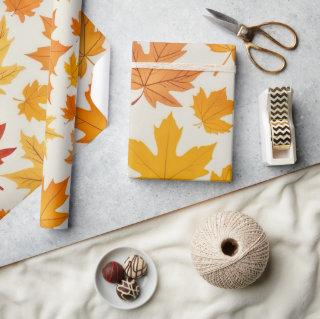 Rustic Orange Yellow Autumn Maple Leaves Pattern