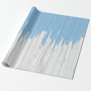 Rustic Painted Blue & White Wood Planks Pattern