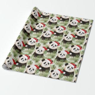Rustic Panda Santa Winter holiday pattern