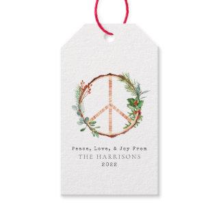 Rustic Peace Sign Christmas Gift Tags