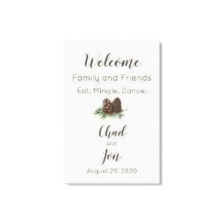 Rustic pine cone Wedding Welcome Sign