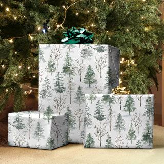 Rustic Pine Trees Forest Watercolor Winter  Sheets
