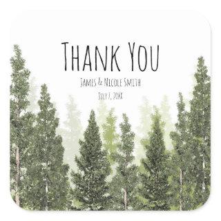Rustic Pine Trees Simple Country Wedding Square Sticker