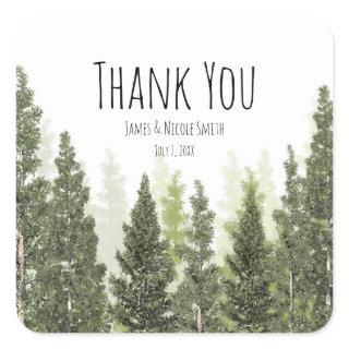 Rustic Pine Trees Simple Country Wedding Square Sticker