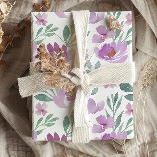Rustic Pink Floral & Foliage Watercolor Pattern  Sheets