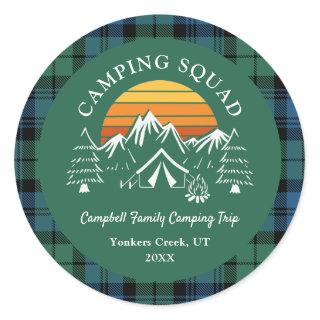 Rustic Plaid Tartan Family Camping Squad Campbell Classic Round Sticker