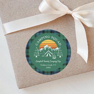 Rustic Plaid Tartan Family Camping Squad Campbell Classic Round Sticker
