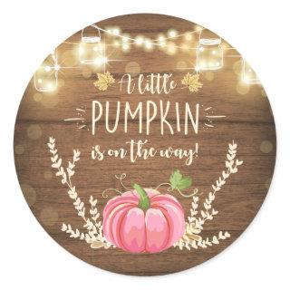 Rustic Pumpkin Favor Tags Sticker Topper Wood Fall