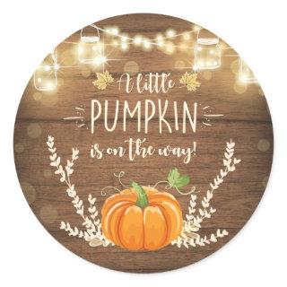 Rustic Pumpkin Favor Tags Sticker Topper Wood Fall