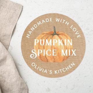 Rustic Pumpkin Handmade with Love Spice Mix Gift Classic Round Sticker
