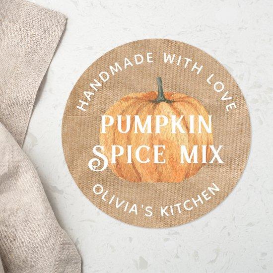 Rustic Pumpkin Handmade with Love Spice Mix Gift Classic Round Sticker