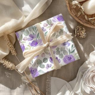 Rustic Purple Floral Watercolor Pattern  Sheets