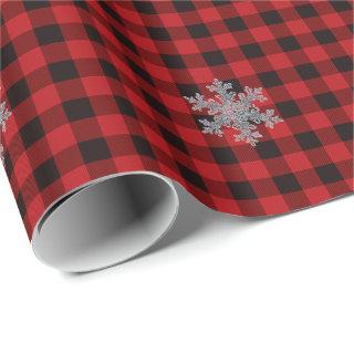 Rustic red and black plaid with snowflake detail