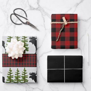 Rustic Red Black Buffalo Plaid with Moose  Sheets