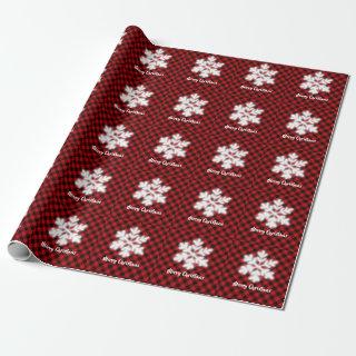 Rustic red black plaid pattern festive snowflakes