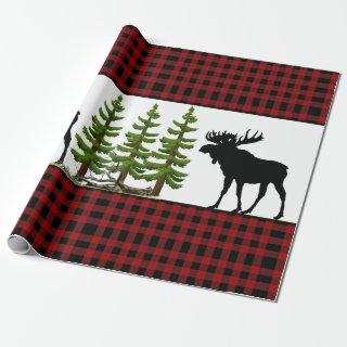Rustic Red Buffalo Plaid with Moose Silhouette