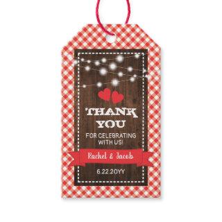 Rustic Red Gingham Engagement Party Wedding Shower Gift Tags