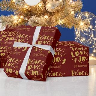 Rustic Red Gold Peace Love & Joy Holiday Christmas