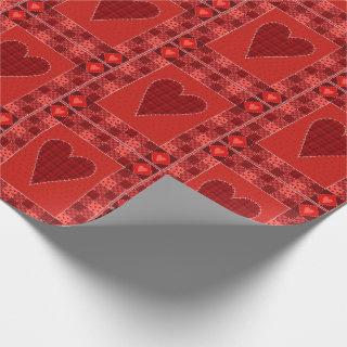Rustic Red Patchwork Heart Quilt
