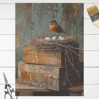 Rustic Robin and Nest Decoupage Tissue Paper