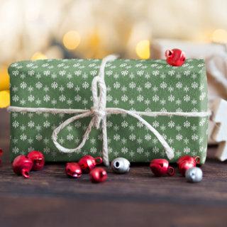 Rustic Sage Green and White Snowflakes
