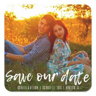Rustic Save our Date | Save the Date Square Sticker