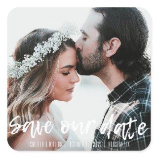 Rustic Save the Date | Save our Date Announcement Square Sticker