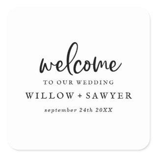 Rustic Script Wedding Welcome Square Sticker