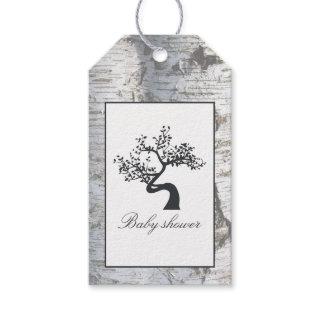 Rustic Silver Birch Tree Baby Shower Gift Tags