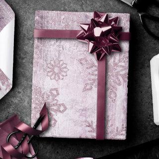 Rustic Snowflakes | Dusty Mauve Pink Wood Grain