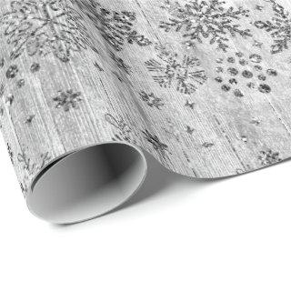 Rustic Snowflakes | Silver Diamond Wood Pattern