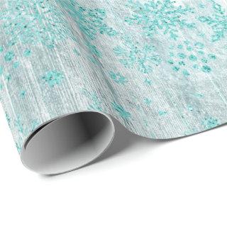 Rustic Snowflakes | Turquoise Mint Green Border