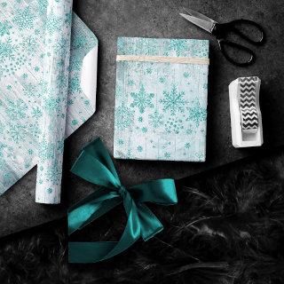 Rustic Snowflakes | Turquoise Mint Green Border