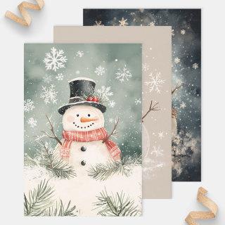 Rustic Snowman Art Variety Pack Decoupage  Sheets