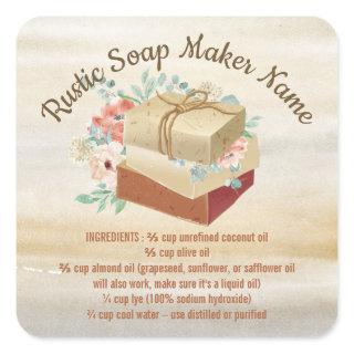 Rustic Soap Ingredients instructions Square Sticker