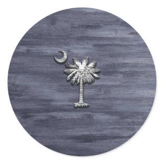 Rustic South Carolina Palmetto and Moon Classic Round Sticker