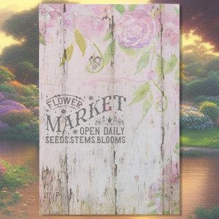 Rustic Spring Watercolor Flower Market sign Tissue Paper