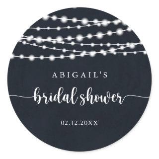 Rustic String Lights Bridal Shower Favor  Classic Round Sticker
