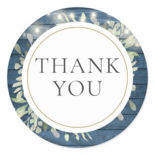Rustic String Lights Greenery Bridal Shower Favor Classic Round Sticker