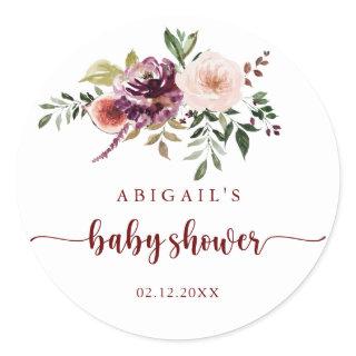 Rustic Summer Floral Baby Shower Favor   Classic Round Sticker