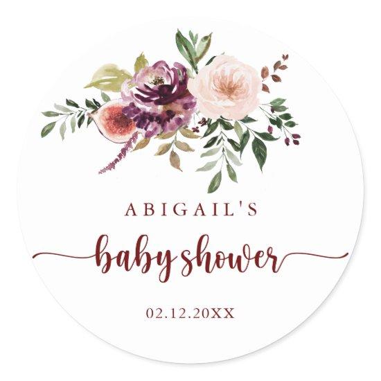 Rustic Summer Floral Baby Shower Favor   Classic Round Sticker